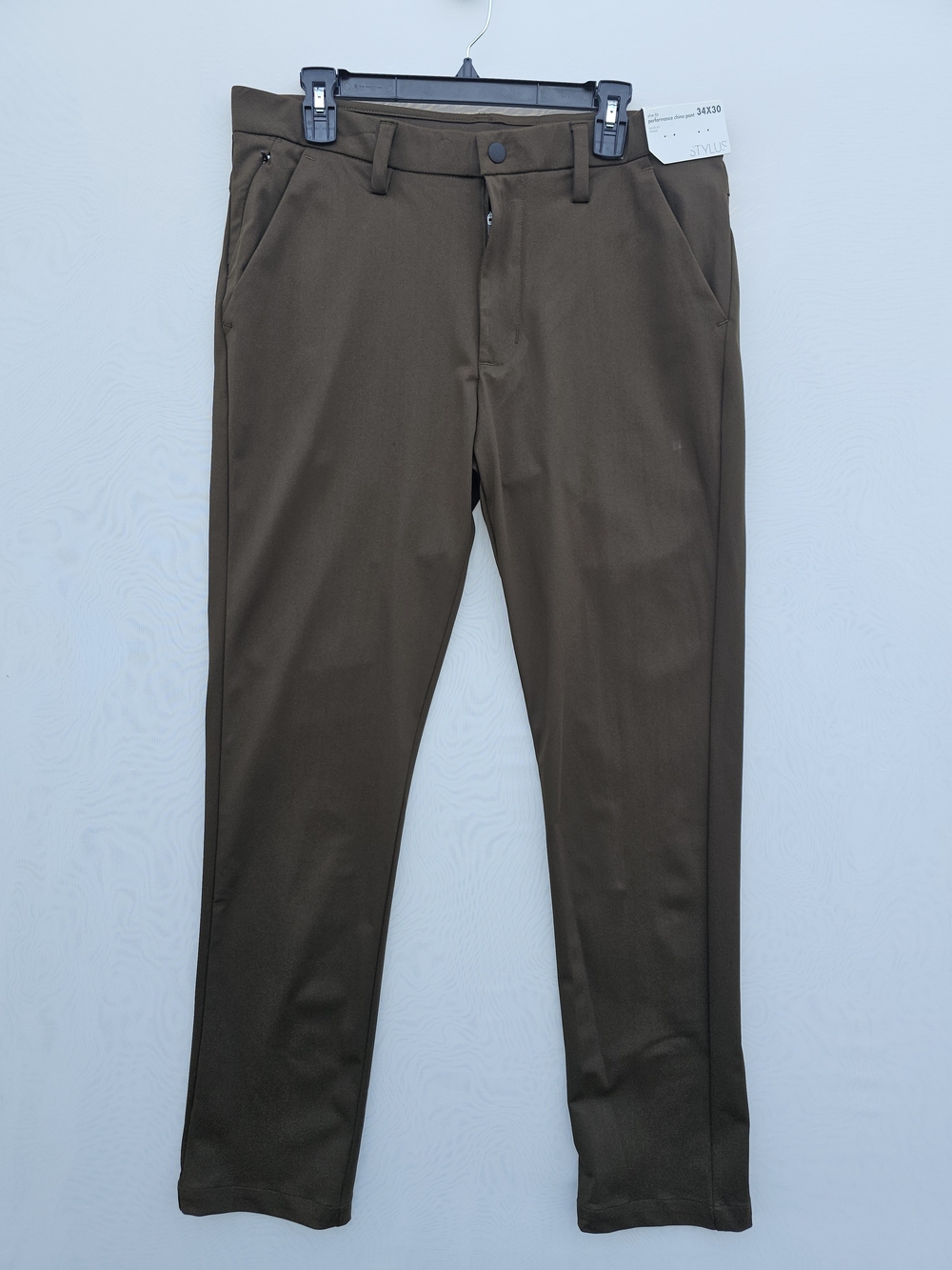 STYLUS Men’s Slim Fit Performance Chino Pants 34x30 Olive Green NWT